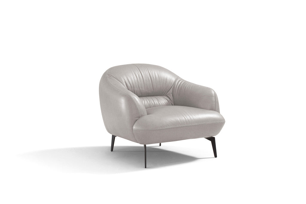 41" Taupe And Black Genuine Leather Balloon Chair By Homeroots | Armchairs | Modishstore