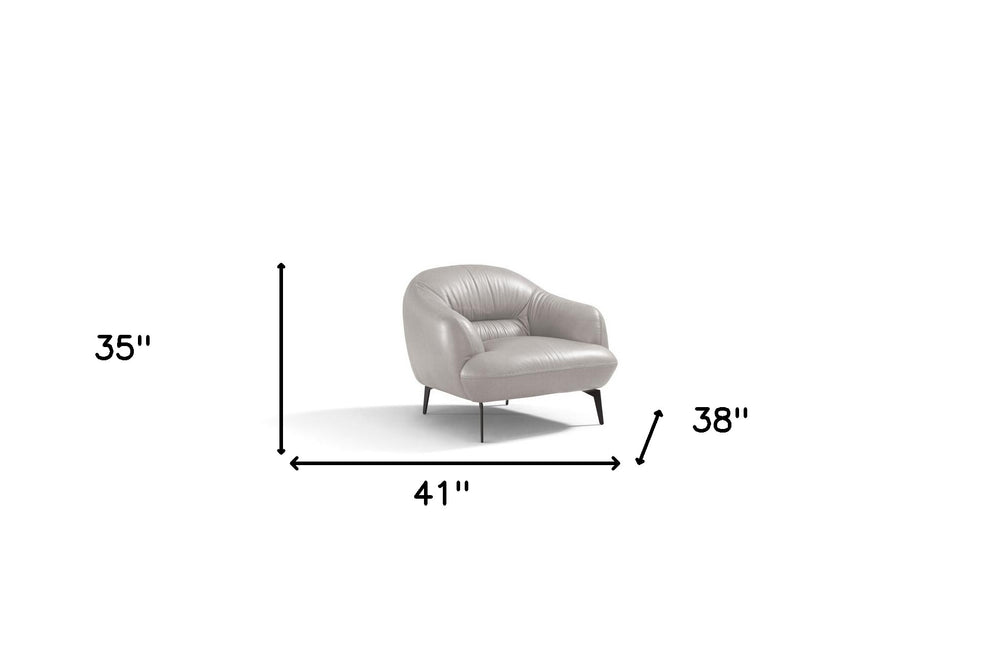 41" Taupe And Black Genuine Leather Balloon Chair By Homeroots | Armchairs | Modishstore - 5