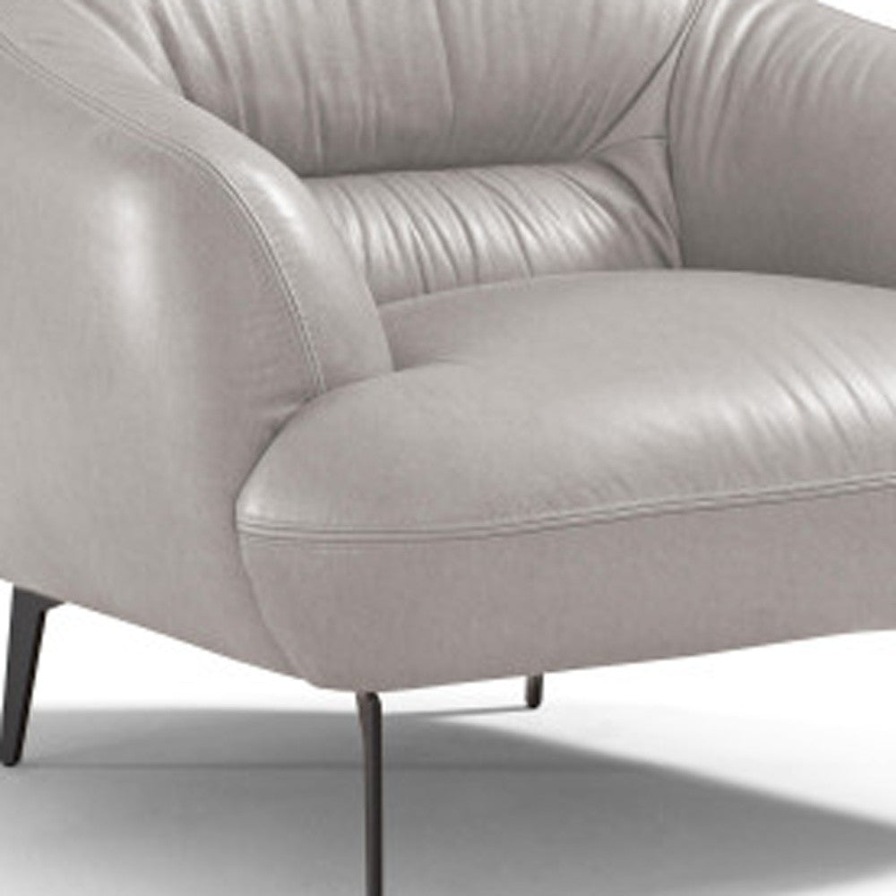 41" Taupe And Black Genuine Leather Balloon Chair By Homeroots | Armchairs | Modishstore - 3