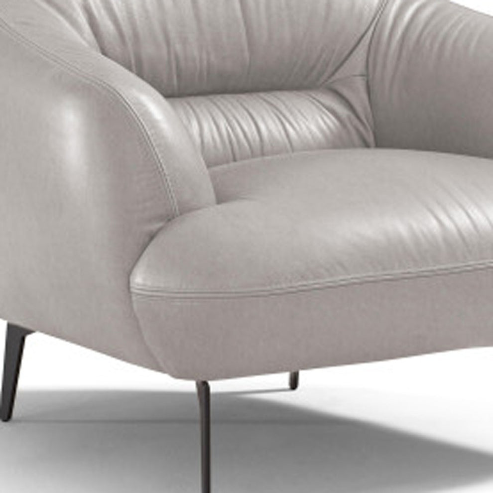 41" Taupe And Black Genuine Leather Balloon Chair By Homeroots | Armchairs | Modishstore - 3