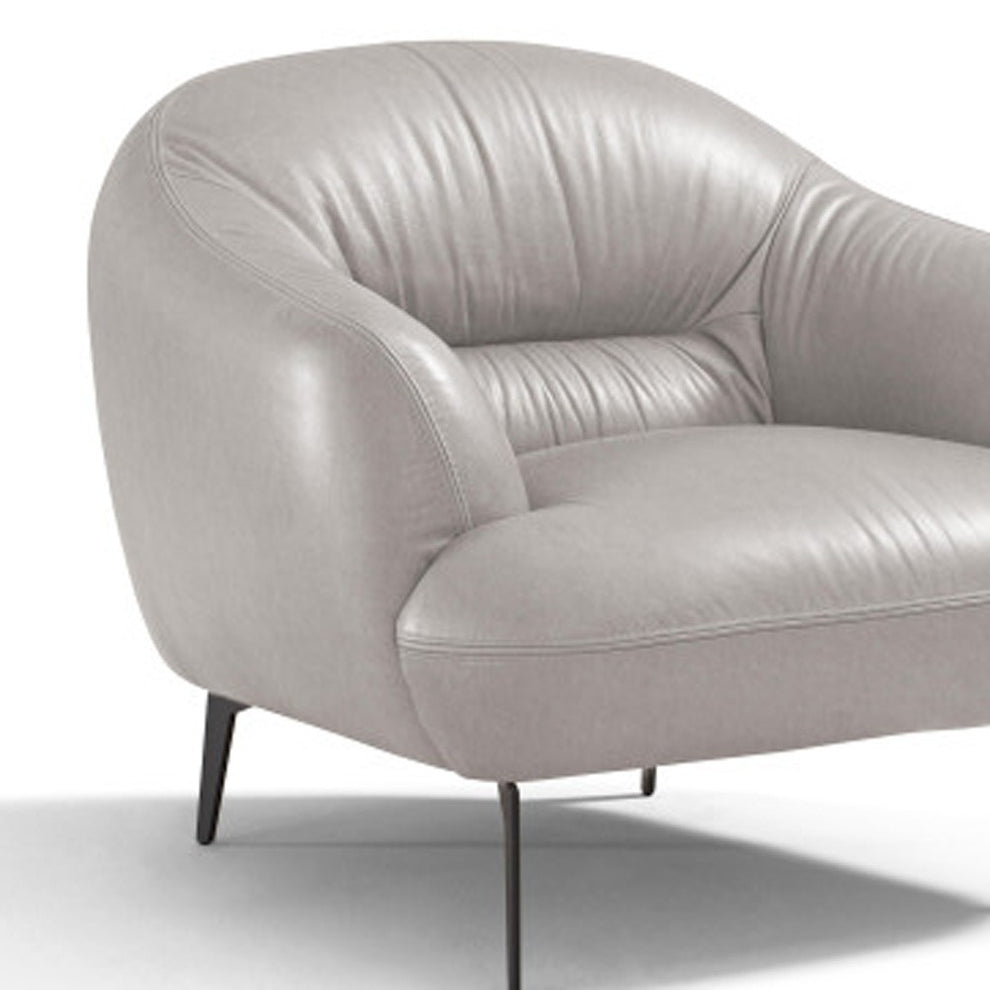 41" Taupe And Black Genuine Leather Balloon Chair By Homeroots | Armchairs | Modishstore - 4
