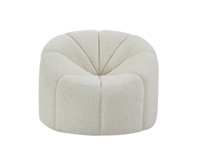 38" White And Black Sherpa Swivel Barrel Chair By Homeroots | Armchairs | Modishstore
