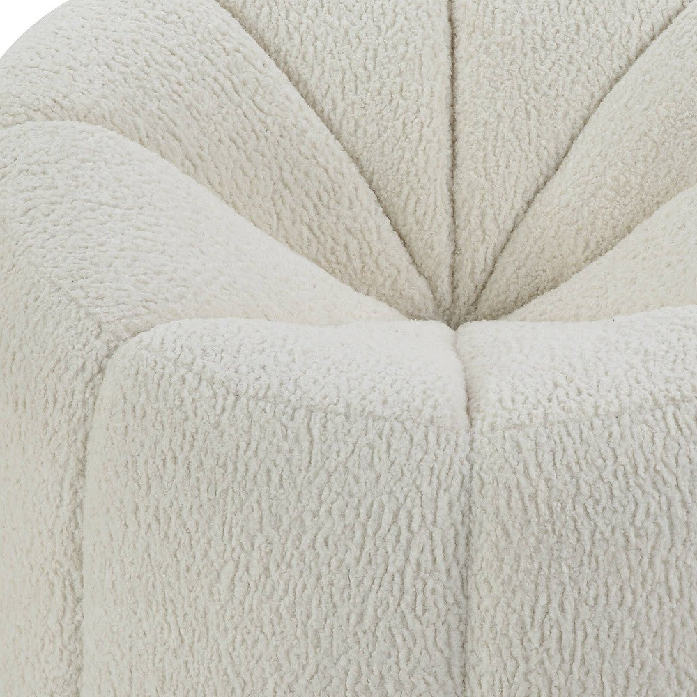 38" White And Black Sherpa Swivel Barrel Chair By Homeroots | Armchairs | Modishstore - 5