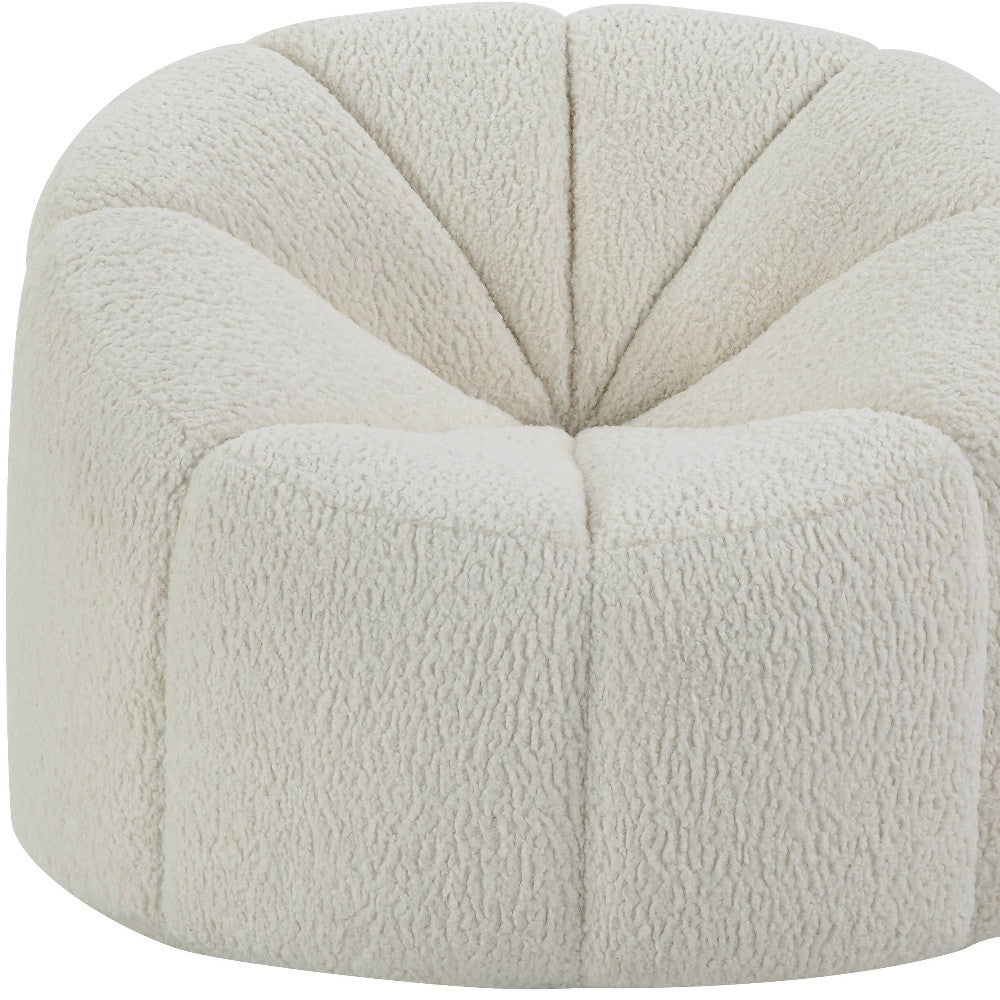 38" White And Black Sherpa Swivel Barrel Chair By Homeroots | Armchairs | Modishstore - 4