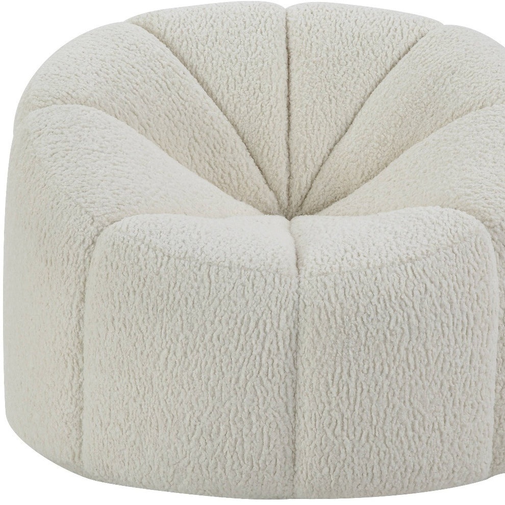 38" White And Black Sherpa Swivel Barrel Chair By Homeroots | Armchairs | Modishstore - 4