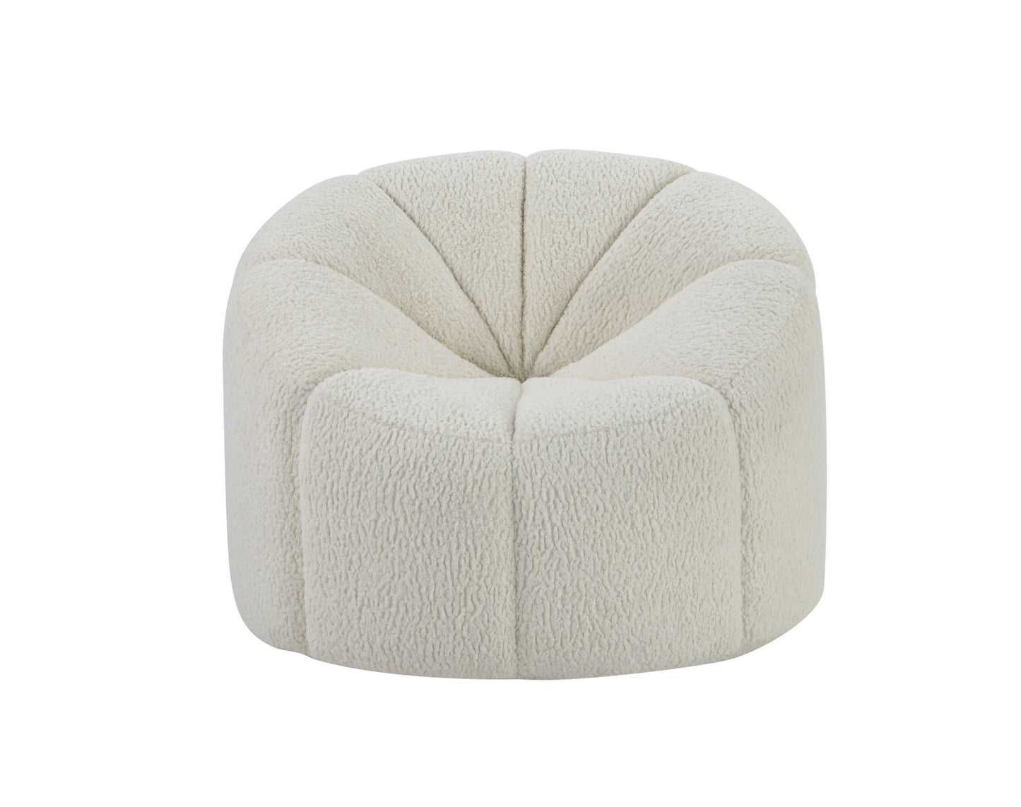 38" White And Black Sherpa Swivel Barrel Chair By Homeroots | Armchairs | Modishstore - 2