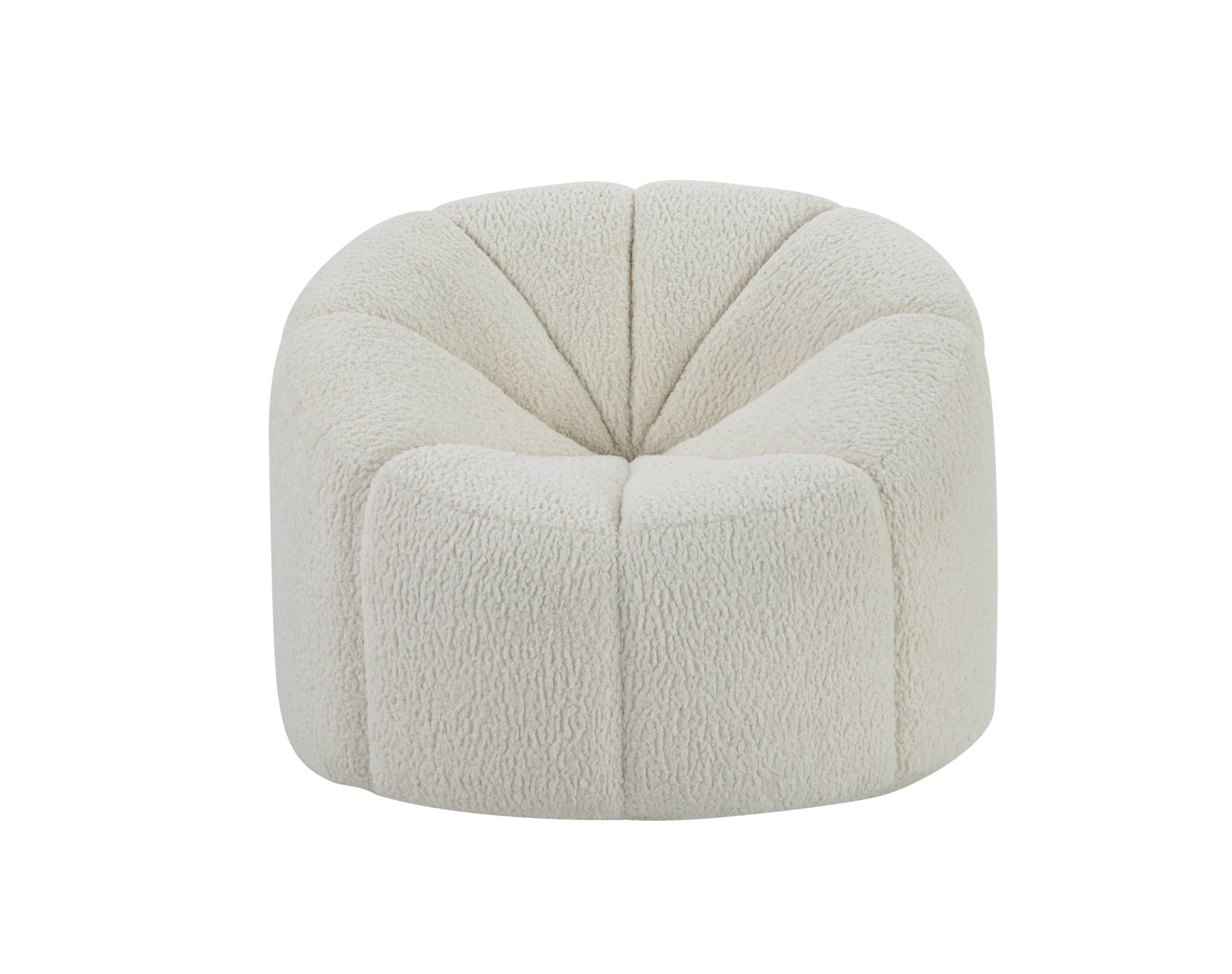 38" White And Black Sherpa Swivel Barrel Chair By Homeroots | Armchairs | Modishstore - 2