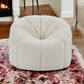 38" White And Black Sherpa Swivel Barrel Chair By Homeroots | Armchairs | Modishstore - 3