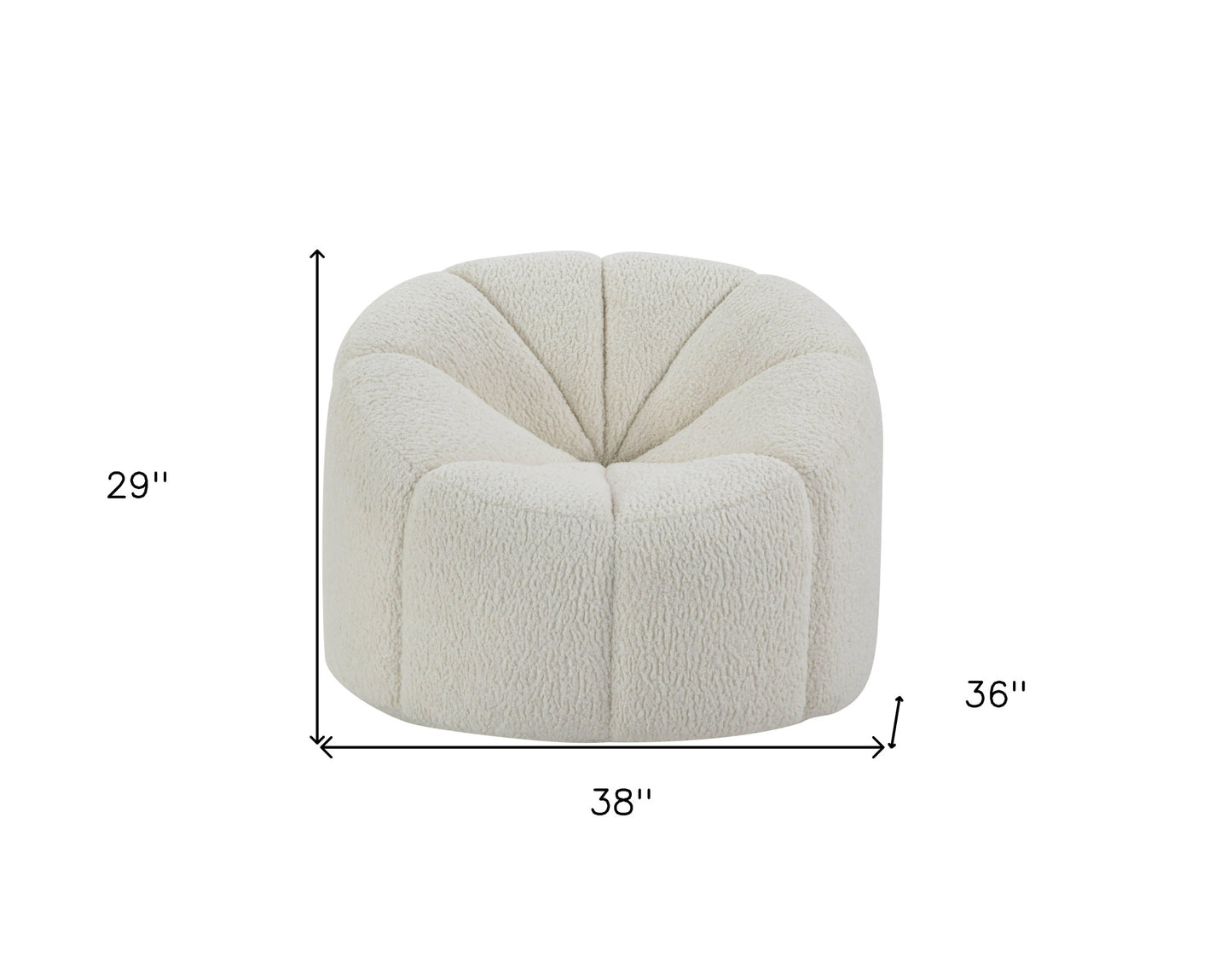 38" White And Black Sherpa Swivel Barrel Chair By Homeroots