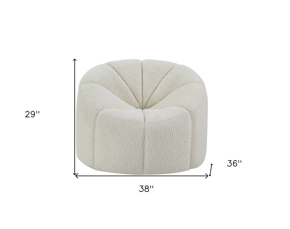 38" White And Black Sherpa Swivel Barrel Chair By Homeroots | Armchairs | Modishstore - 6