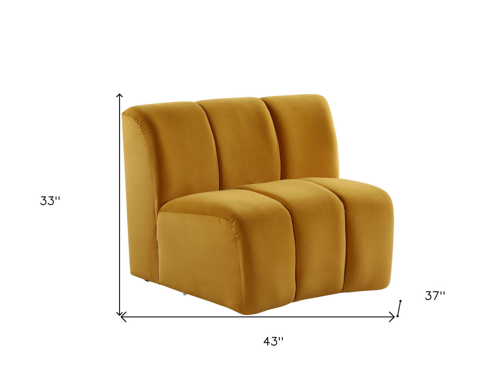 43" Yellow And Black Velvet Slipper Chair By Homeroots | Armchairs | Modishstore - 5
