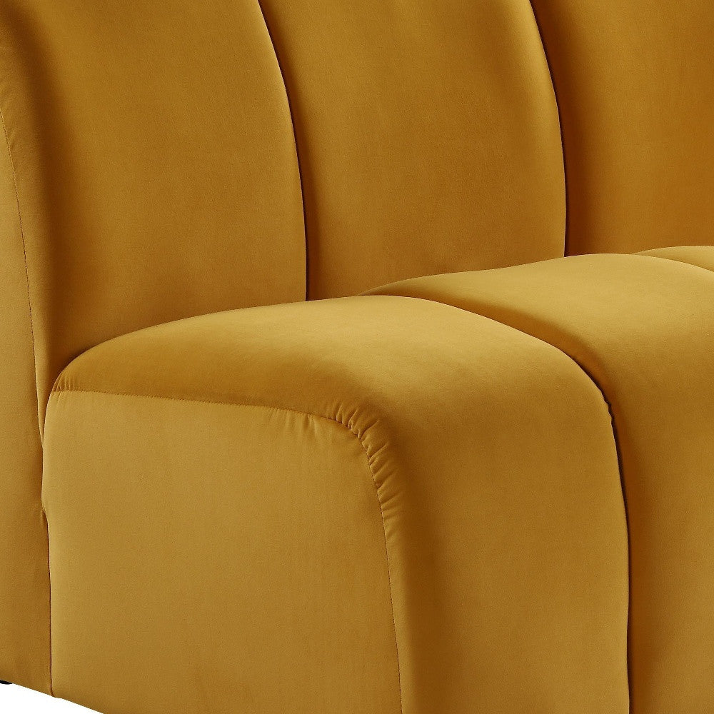 43" Yellow And Black Velvet Slipper Chair By Homeroots | Armchairs | Modishstore - 3