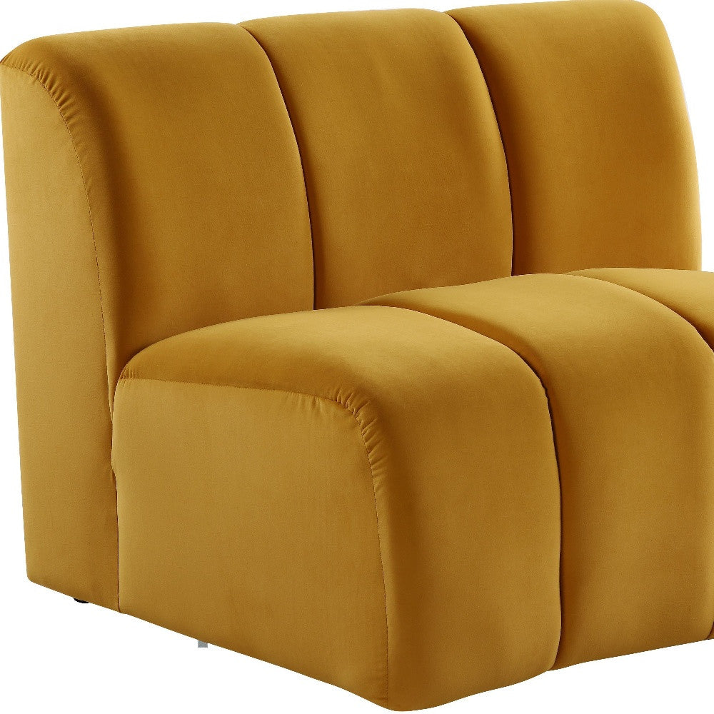 43" Yellow And Black Velvet Slipper Chair By Homeroots | Armchairs | Modishstore - 4