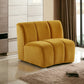 43" Yellow And Black Velvet Slipper Chair By Homeroots