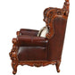 46" Dark Brown and Chocolate Faux Leather Tufted Wingback Chair By Homeroots