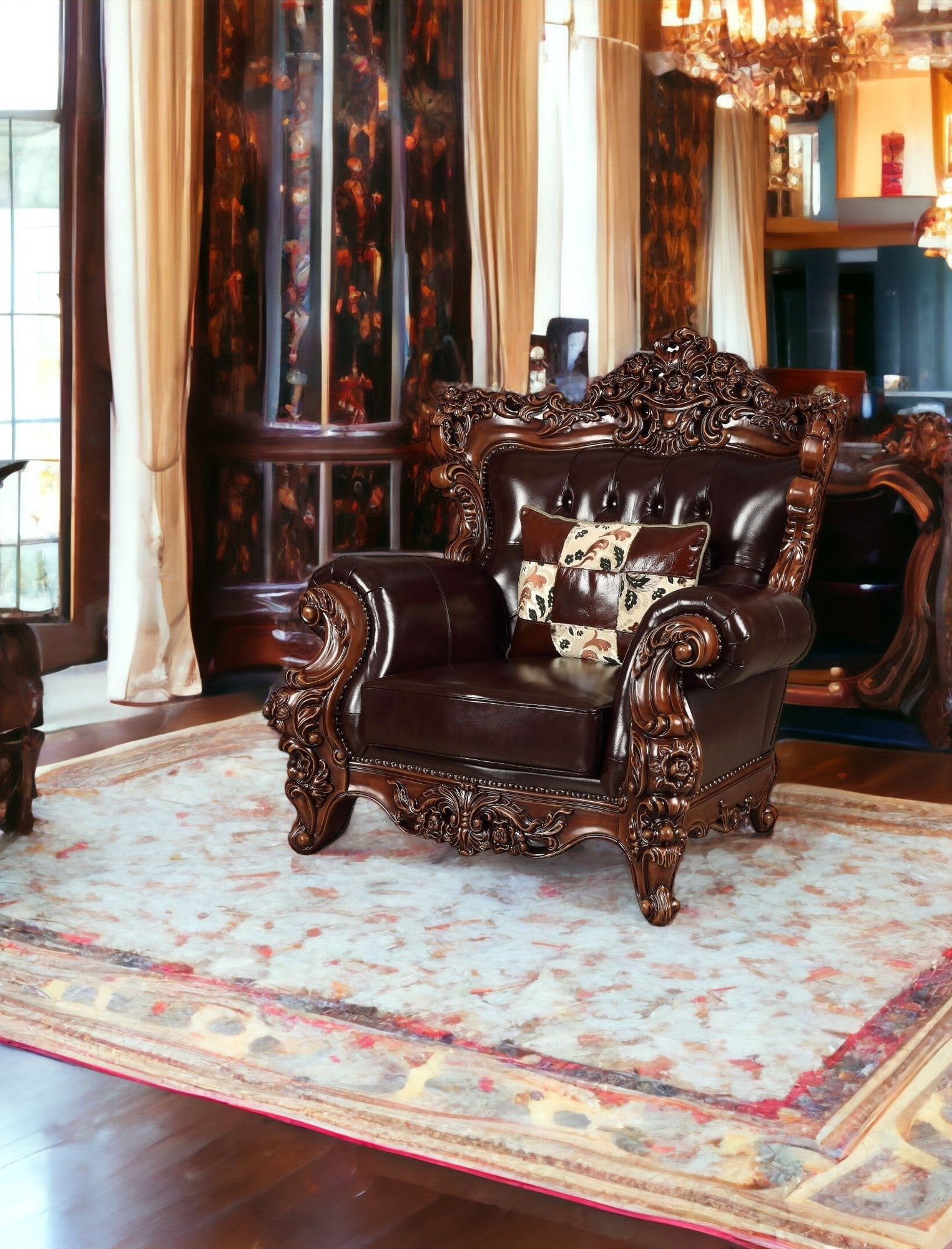 50" Espresso Faux Leather Tufted Wingback Chair By Homeroots | Armchairs | Modishstore - 5