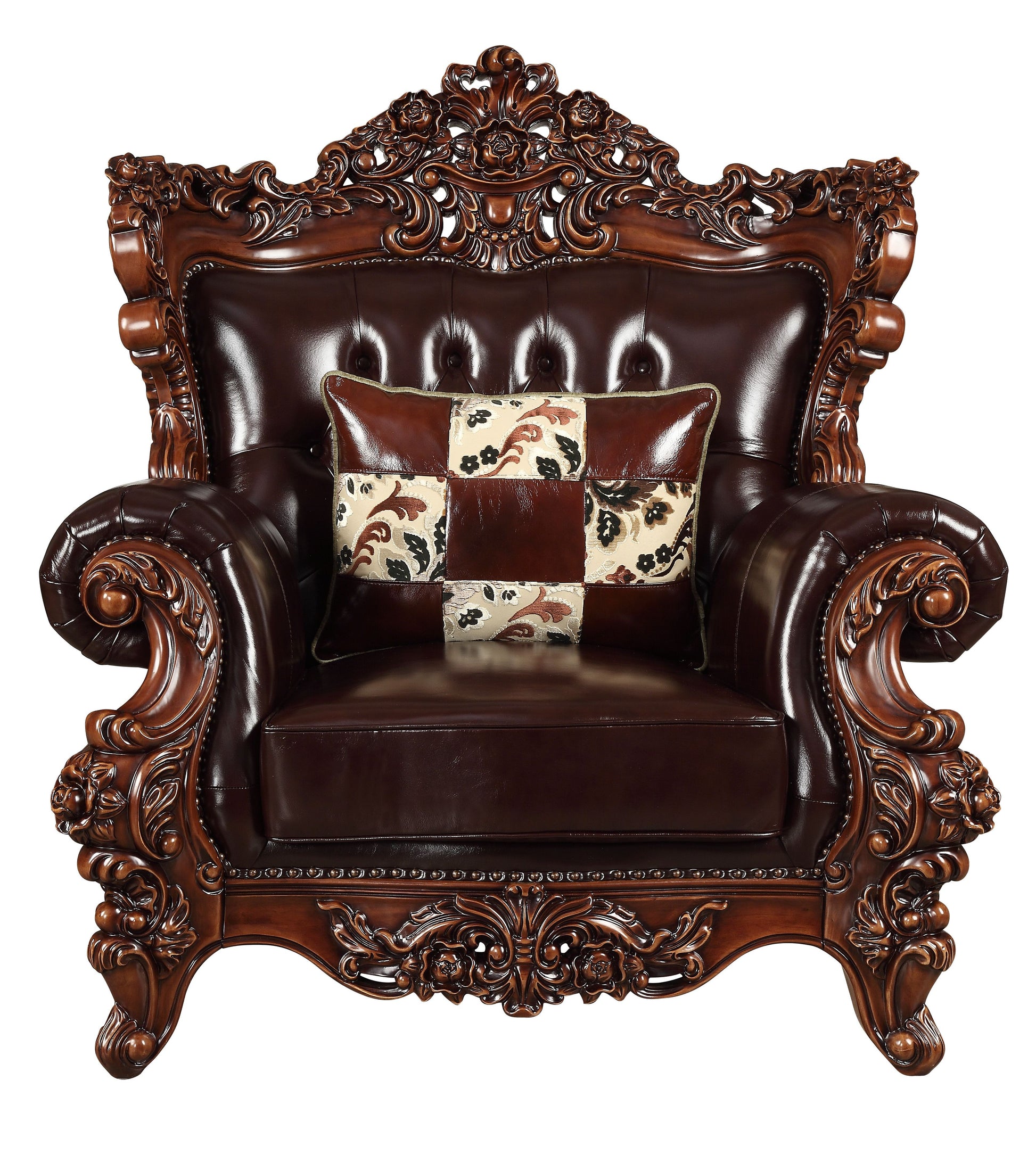 50" Espresso Faux Leather Tufted Wingback Chair By Homeroots | Armchairs | Modishstore