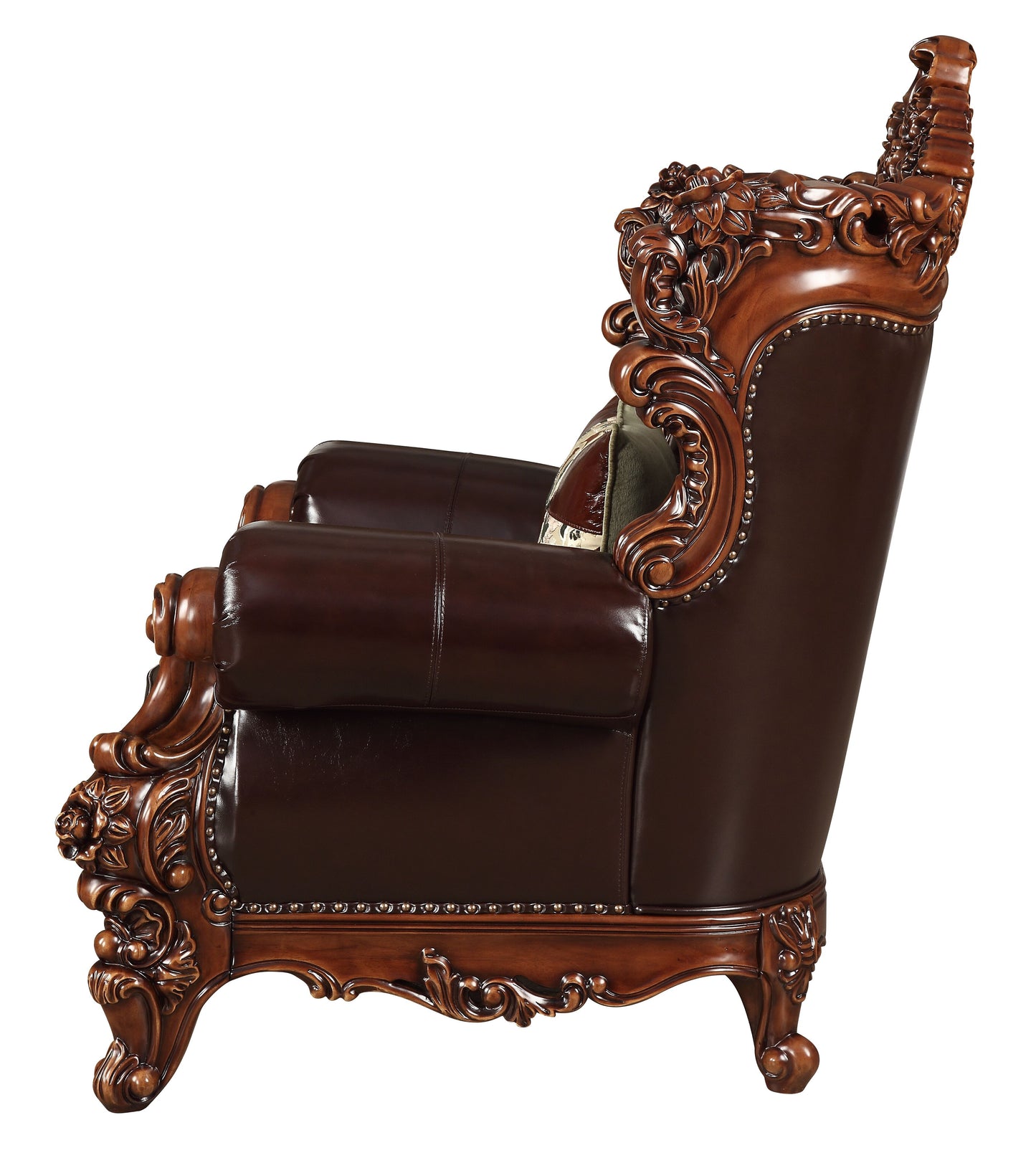 50" Espresso Faux Leather Tufted Wingback Chair By Homeroots