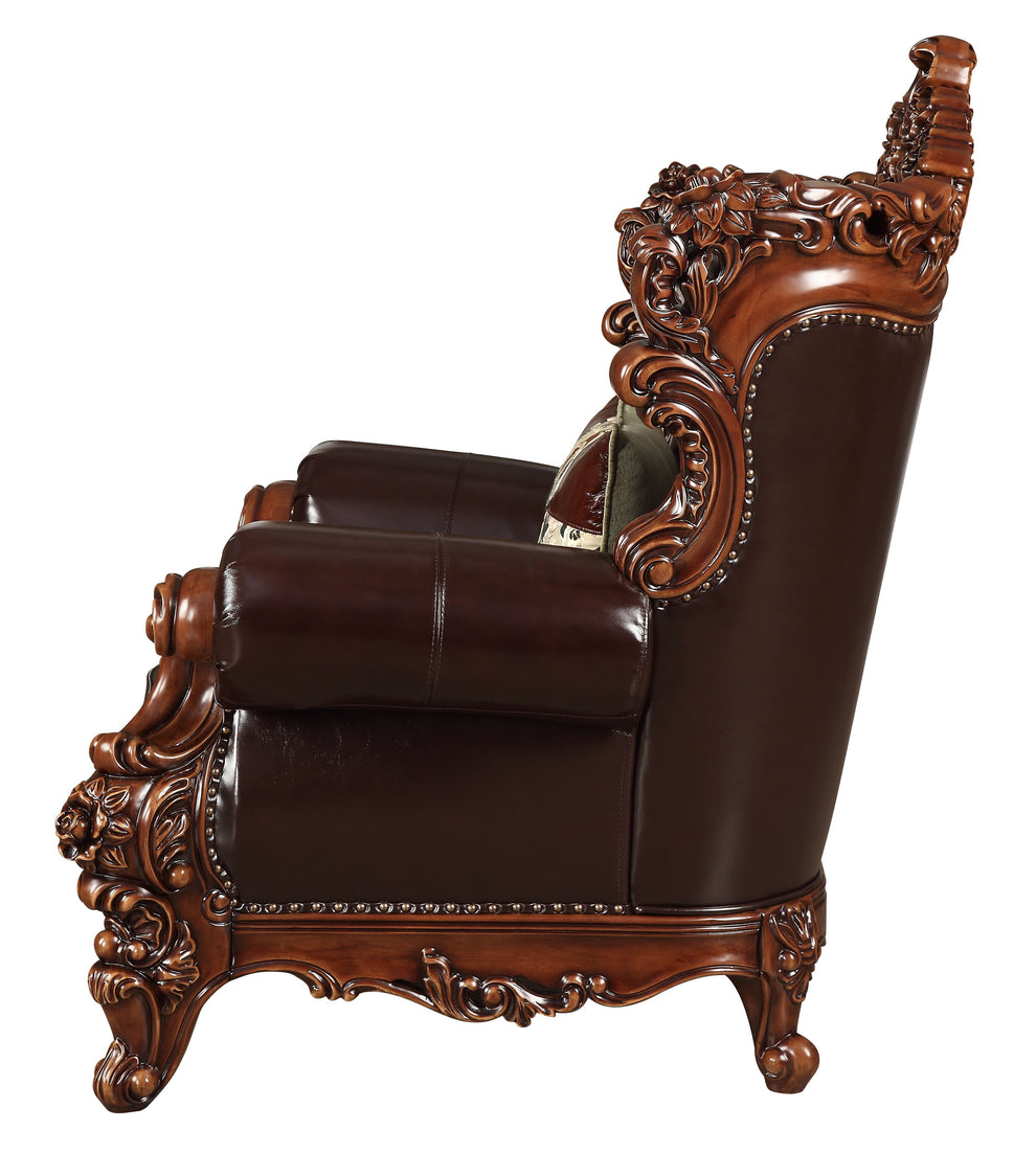 50" Espresso Faux Leather Tufted Wingback Chair By Homeroots | Armchairs | Modishstore - 3