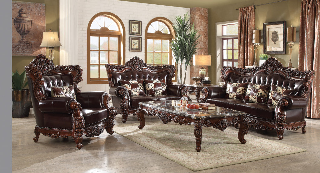 50" Espresso Faux Leather Tufted Wingback Chair By Homeroots | Armchairs | Modishstore - 7