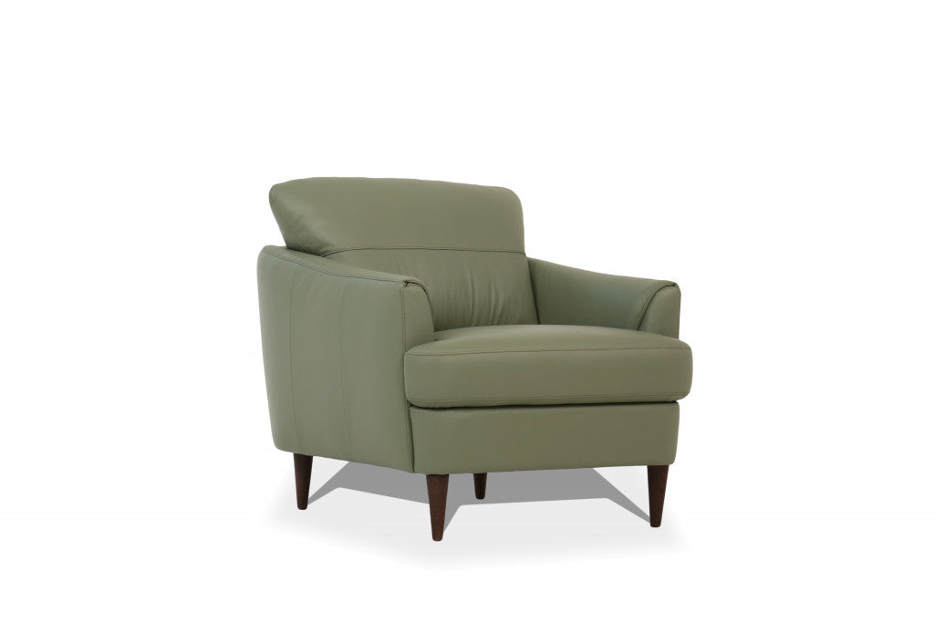 34" Moss Green Genuine Leather And Black Arm Chair By Homeroots | Armchairs | Modishstore