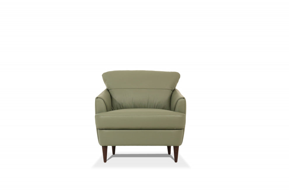 34" Moss Green Genuine Leather And Black Arm Chair By Homeroots | Armchairs | Modishstore - 2