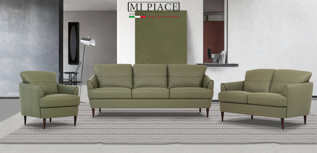 34" Moss Green Genuine Leather And Black Arm Chair By Homeroots | Armchairs | Modishstore - 4