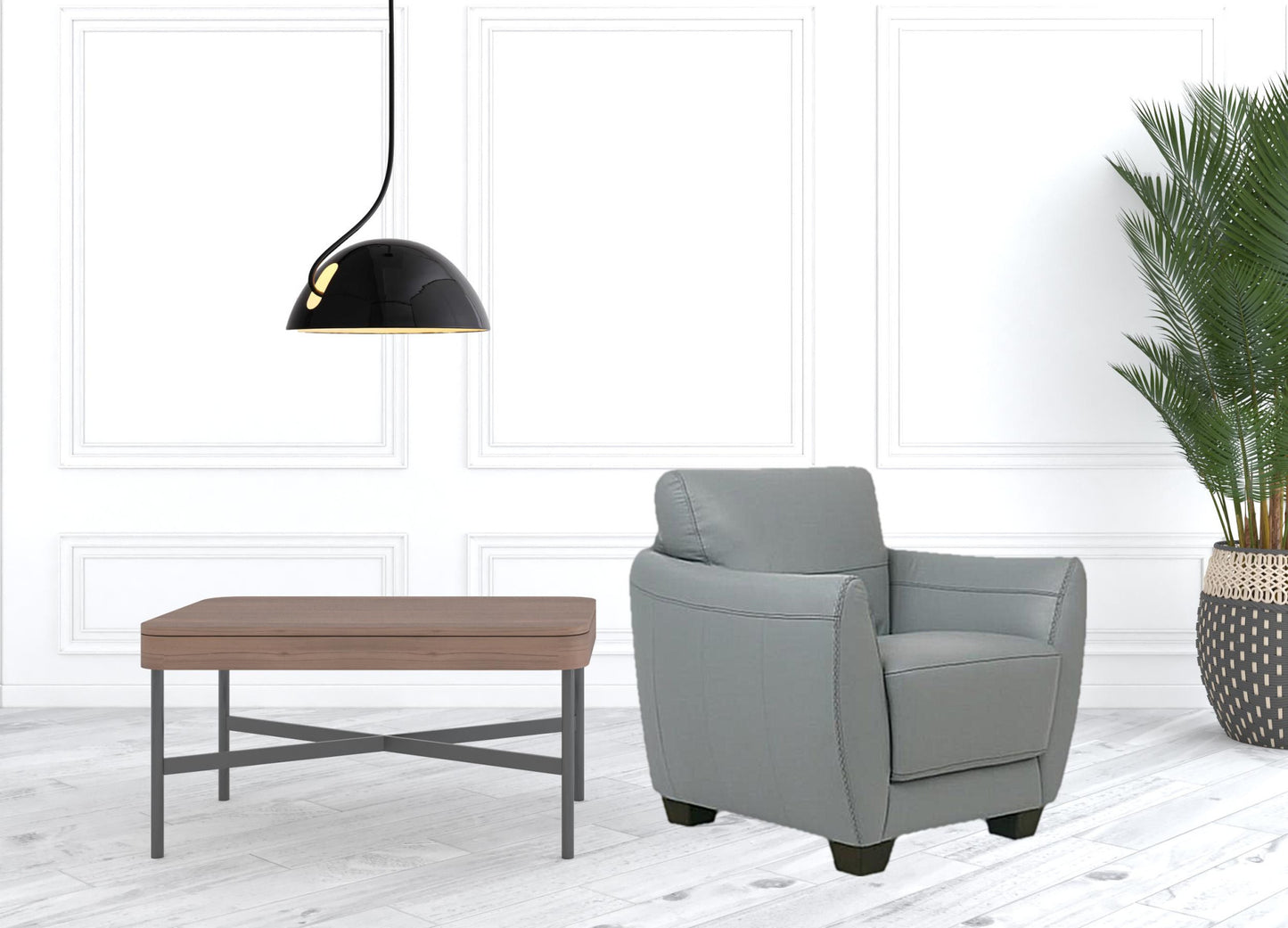 33" Watery Genuine Leather And Black Arm Chair By Homeroots | Armchairs | Modishstore - 3