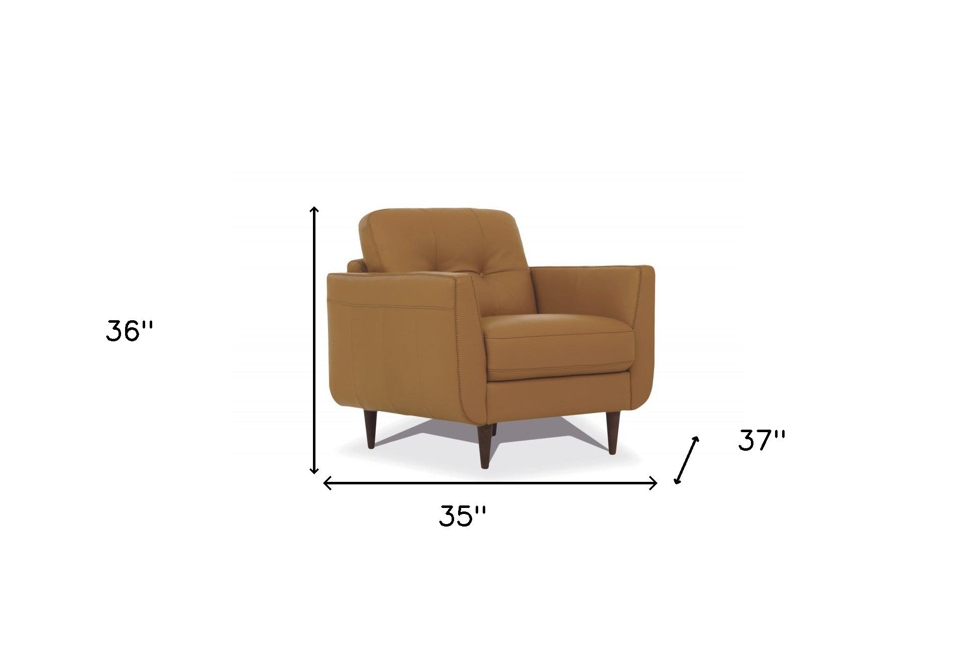 35" Camel Genuine Leather And Black Tufted Arm Chair By Homeroots | Armchairs | Modishstore - 6