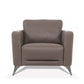 35" Taupe Genuine Leather And Black Arm Chair By Homeroots
