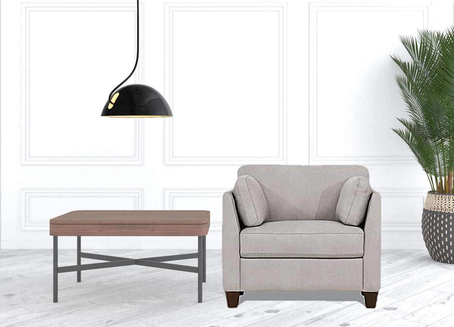 36" Dusty White Genuine Leather And Black Arm Chair By Homeroots | Armchairs | Modishstore - 3