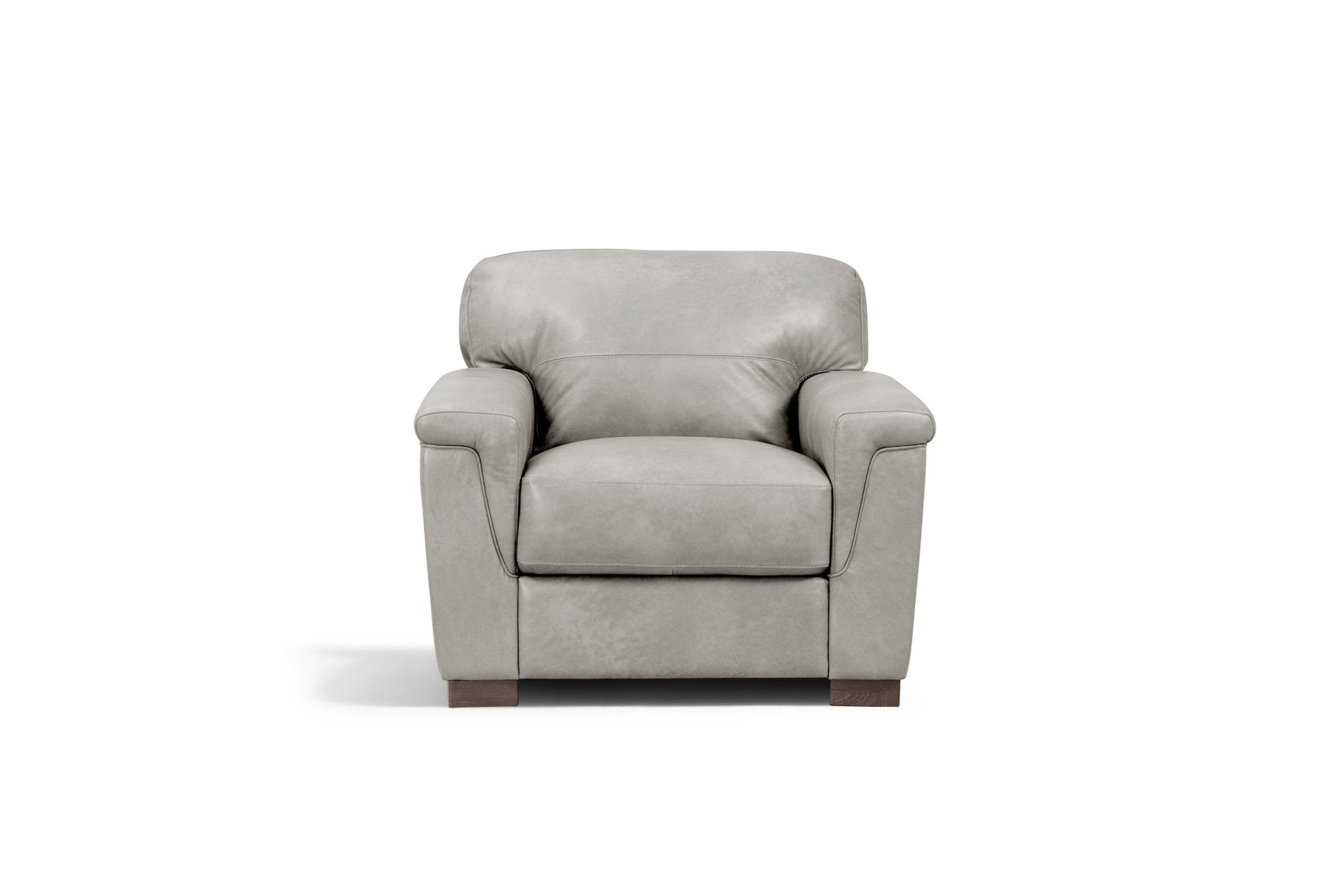 43" Gray and Brown Genuine Leather Arm Chair By Homeroots | Armchairs | Modishstore