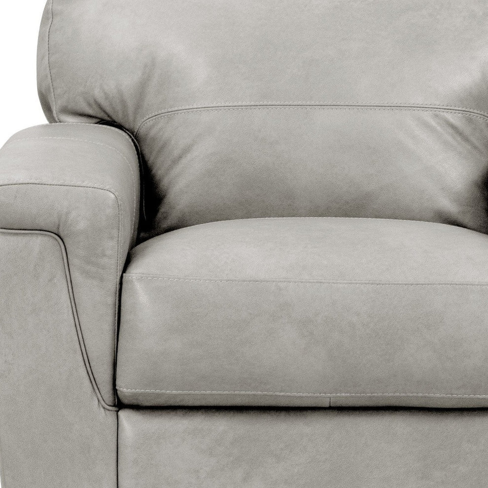43" Gray and Brown Genuine Leather Arm Chair By Homeroots | Armchairs | Modishstore - 5