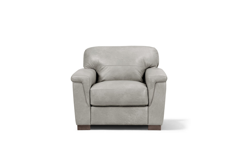 43" Gray and Brown Genuine Leather Arm Chair By Homeroots | Armchairs | Modishstore - 3