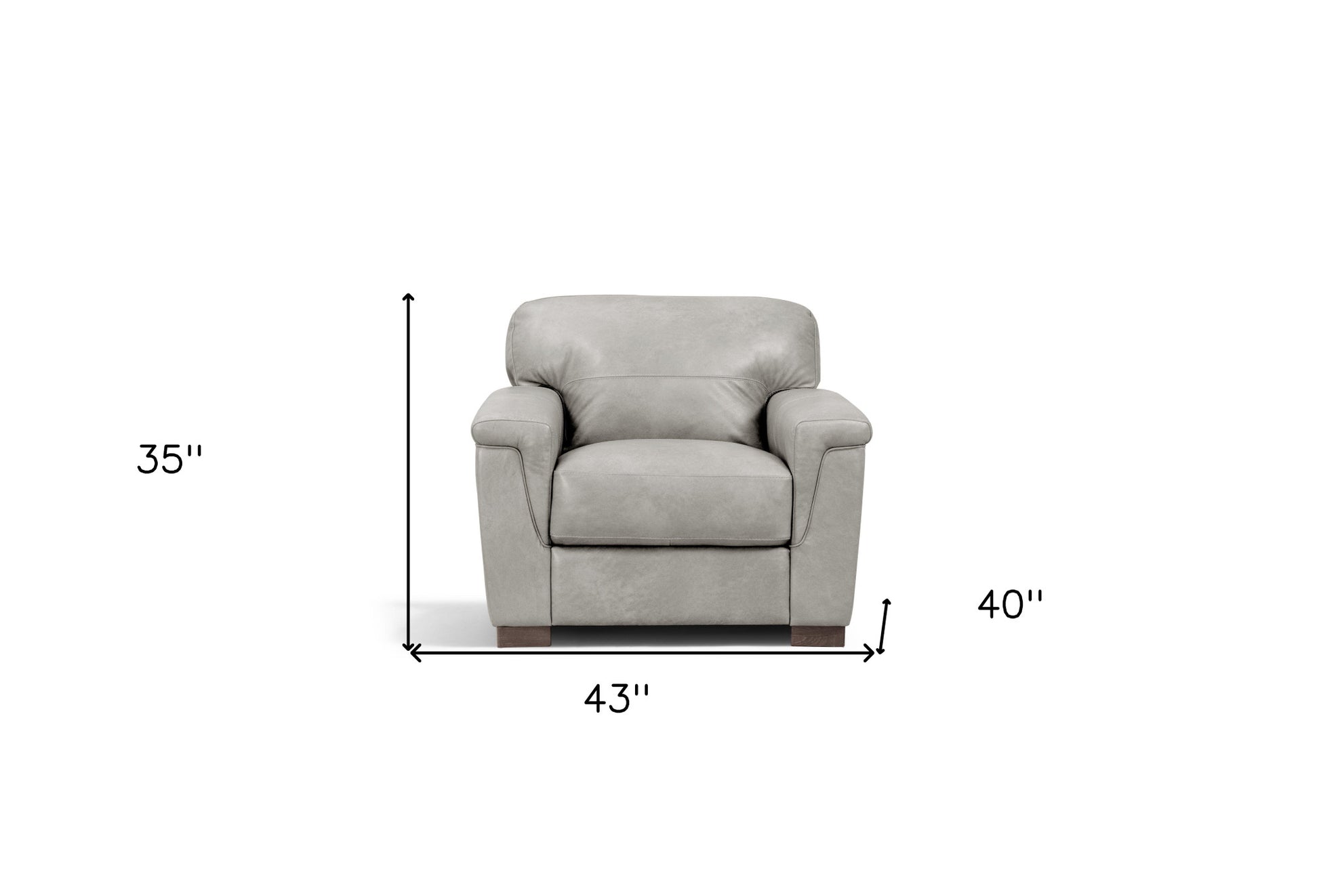 43" Gray and Brown Genuine Leather Arm Chair By Homeroots | Armchairs | Modishstore - 6