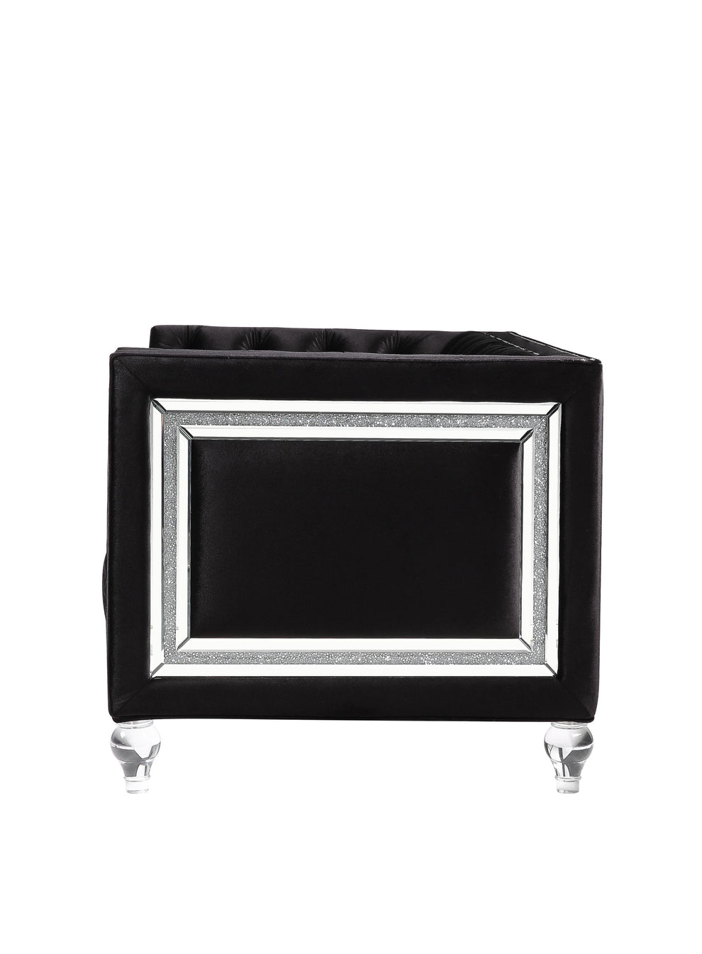 40" Black Velvet Tufted Arm Chair By Homeroots | Armchairs | Modishstore - 2