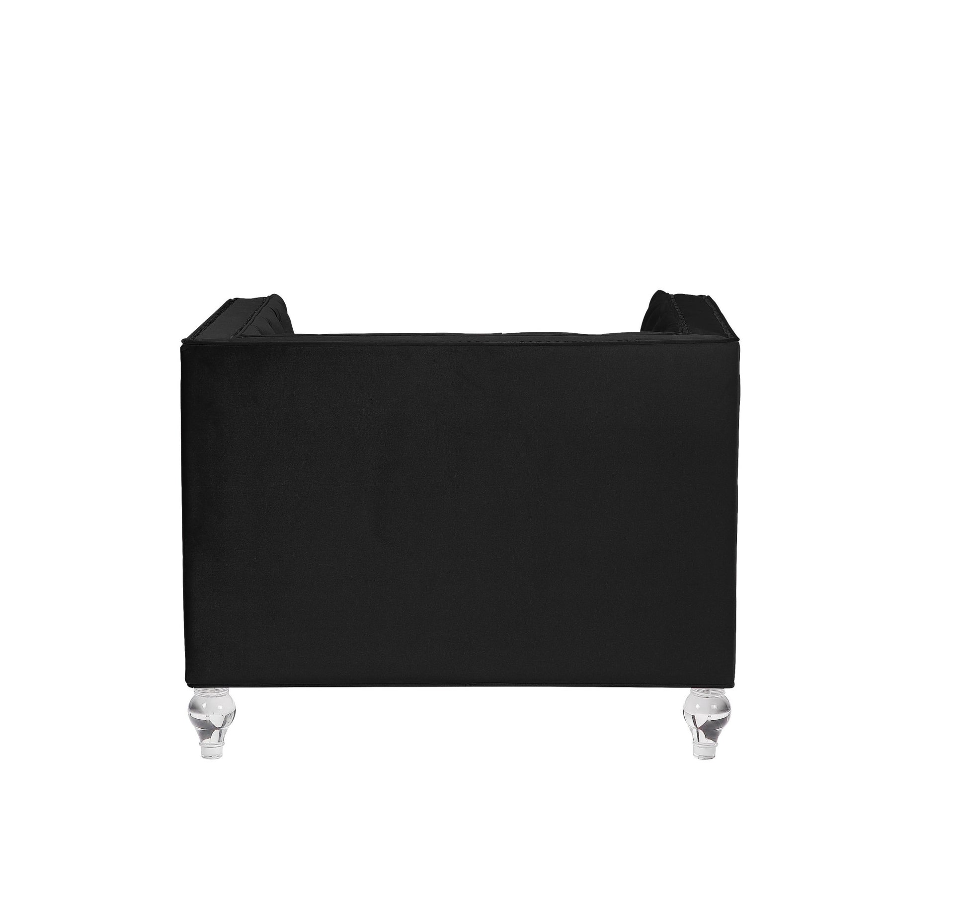 40" Black Velvet Tufted Arm Chair By Homeroots | Armchairs | Modishstore - 4