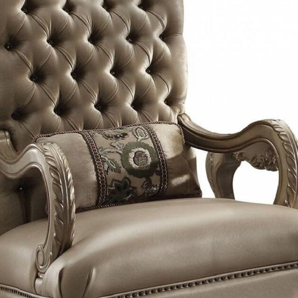 34" Bone and Gold Velvet Tufted Arm Chair By Homeroots | Armchairs | Modishstore - 3
