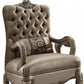 34" Bone and Gold Velvet Tufted Arm Chair By Homeroots