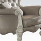 43" Gray and Bone Faux Leather Tufted Wingback Chair By Homeroots