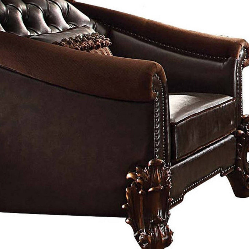 43" Dark Brown Faux Leather Tufted Barrel Chair By Homeroots | Armchairs | Modishstore - 4