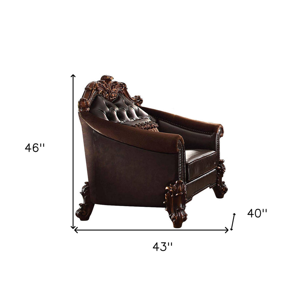 43" Dark Brown Faux Leather Tufted Barrel Chair By Homeroots | Armchairs | Modishstore - 6