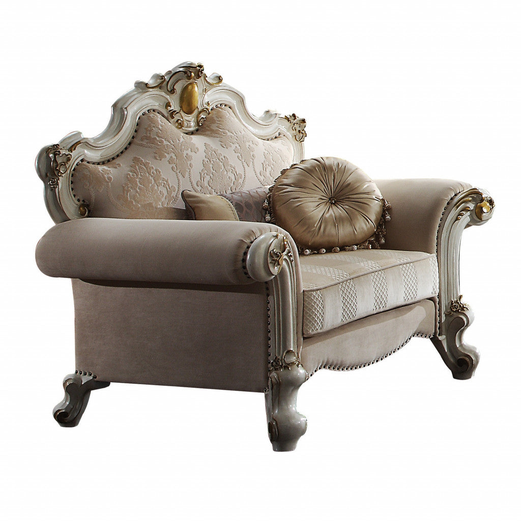 50" Pearl Fabric Damask Arm Chair By Homeroots | Armchairs | Modishstore