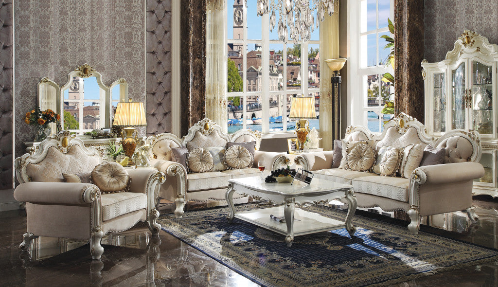 50" Pearl Fabric Damask Arm Chair By Homeroots | Armchairs | Modishstore - 4