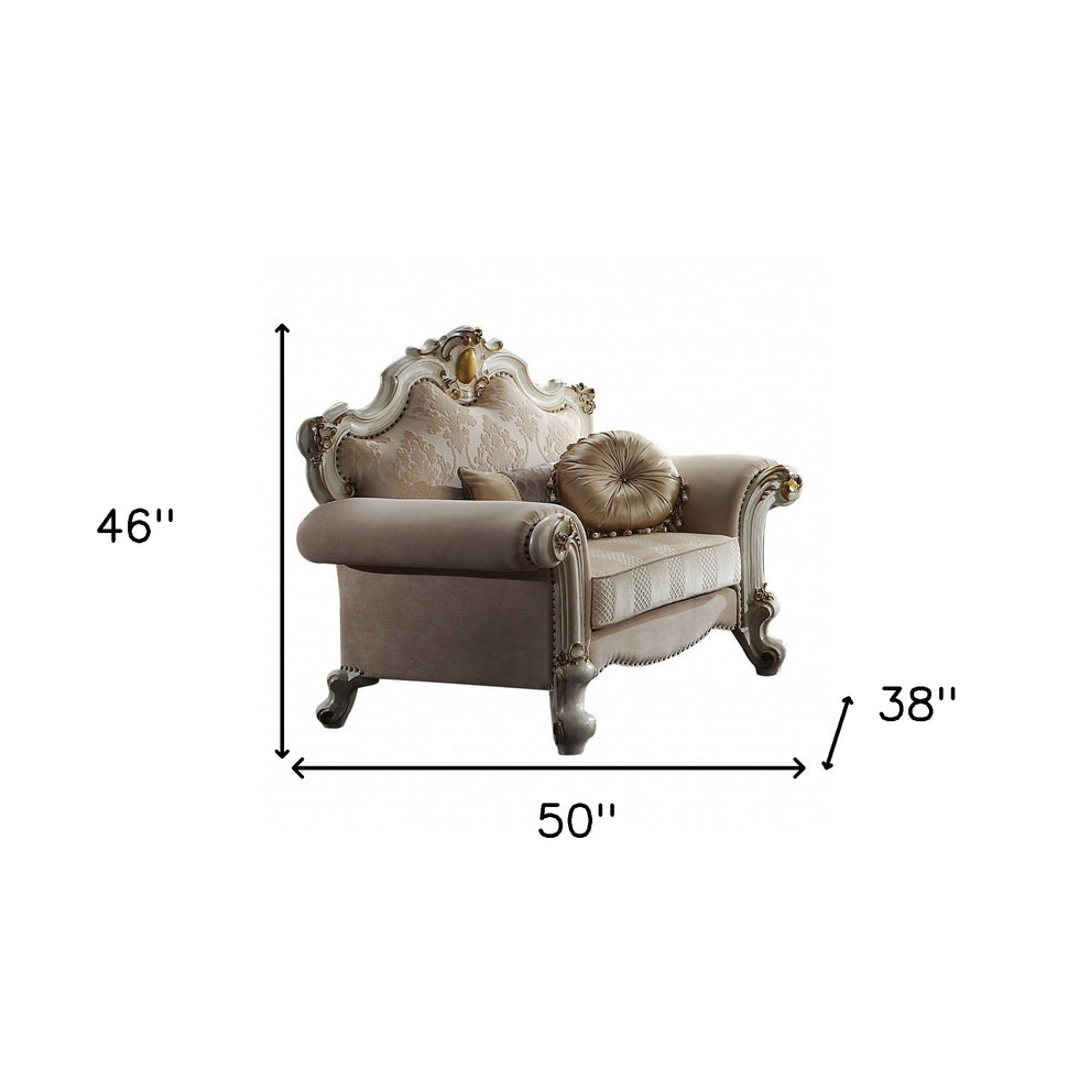 50" Pearl Fabric Damask Arm Chair By Homeroots | Armchairs | Modishstore - 5