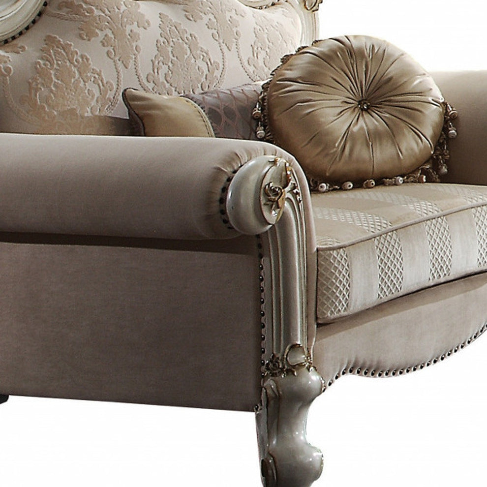 50" Pearl Fabric Damask Arm Chair By Homeroots | Armchairs | Modishstore - 3