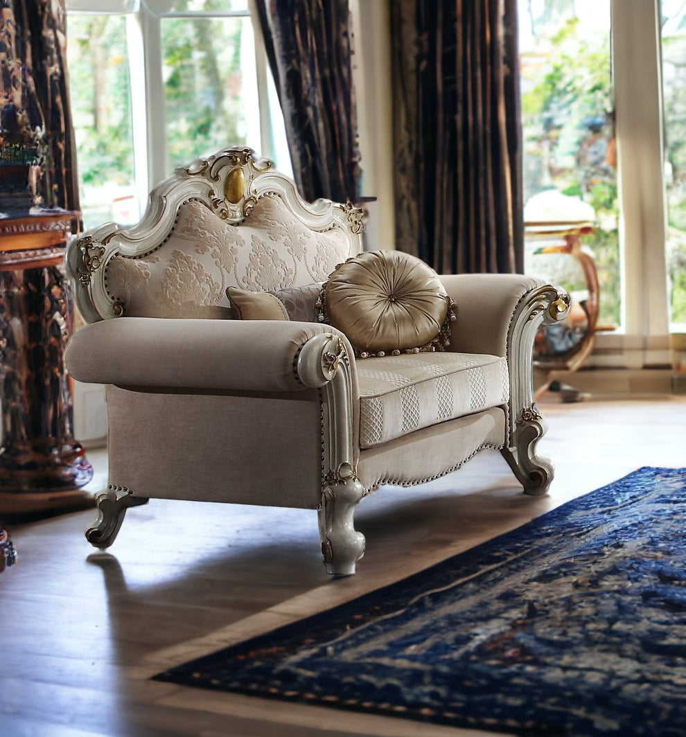 50" Pearl Fabric Damask Arm Chair By Homeroots | Armchairs | Modishstore - 2