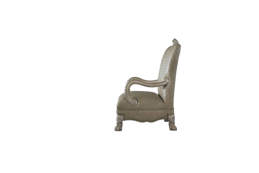 34" Bone Faux Leather Arm Chair By Homeroots | Armchairs | Modishstore - 3