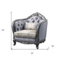 43" Light Gray Fabric And Platinum Floral Tufted Arm Chair By Homeroots