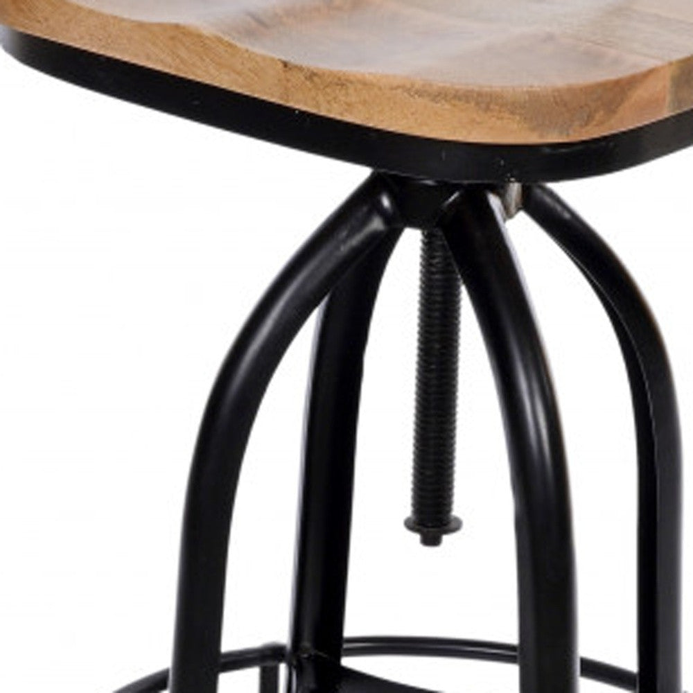 46" Natural Steel Swivel Low Back Adjustable Height Bar Chair With Footrest By Homeroots | Bar Stools | Modishstore - 3